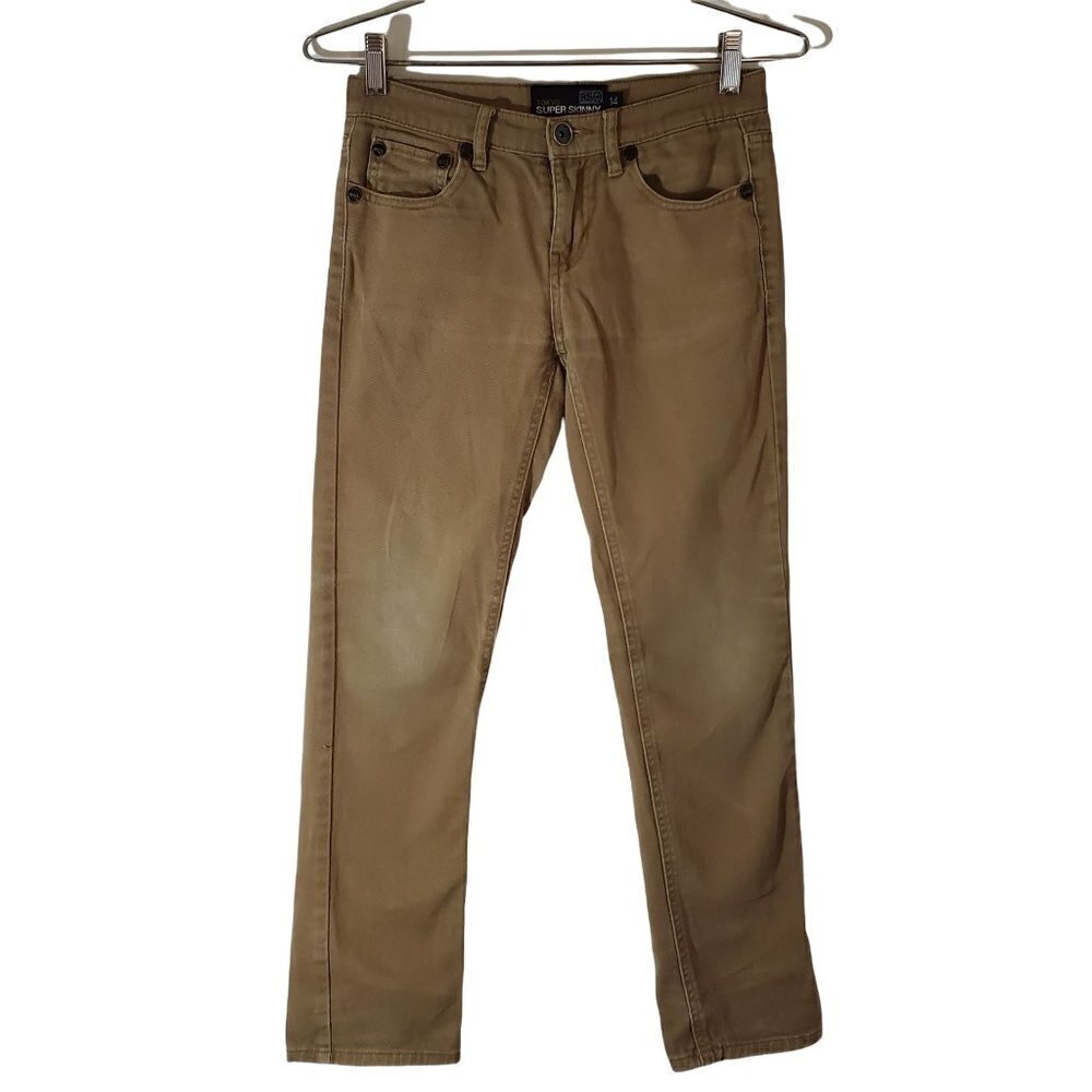RSQ Tokyo Jeans 14 Girls Super Skinny Tan Low Rise Distressed Denim